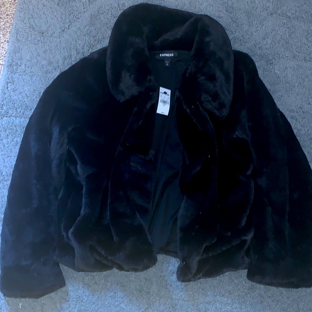 Gorgeous brand new black faux fur coat